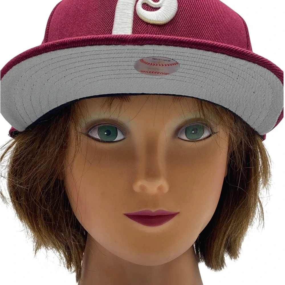 New Era Philadelphia Phillies MLB Fitted Hat Cap Maroon World Series Love Hustle